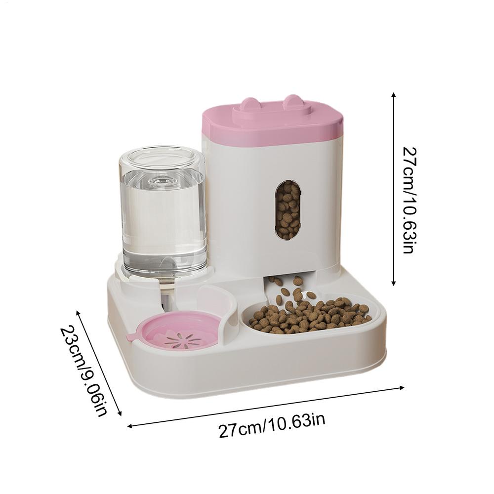 Automatic Cat Feeder 2-in-1 Water Container Pet Food Dispenser for Outdoor Indoor Animal Kitten Puppy Feeding Watering Wet Dry