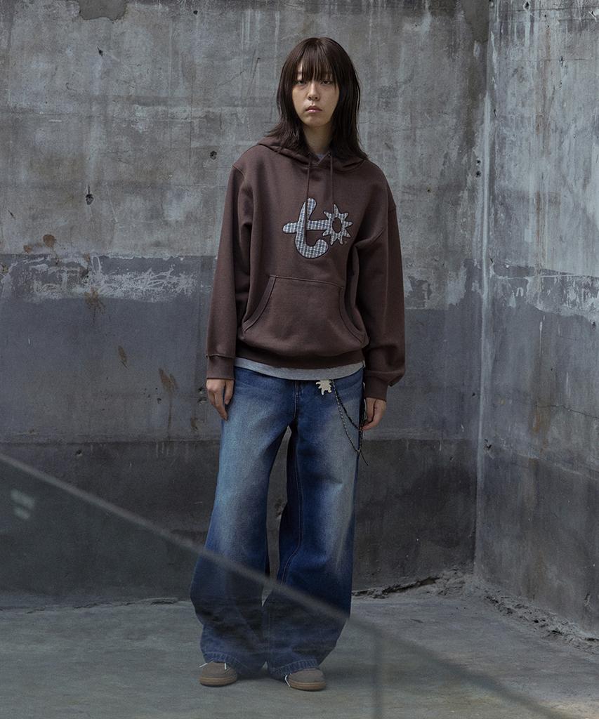 Brown Applique Embroidery Hoodie