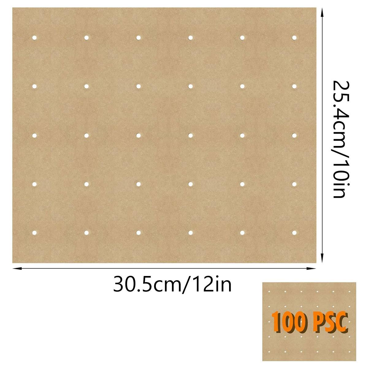 

100Pcs Air Fryer Paper Unbleached Square Perforated Parchment Paper Bamboo Steamer Liners Oven Air Fryer Pads for Baking Cooking