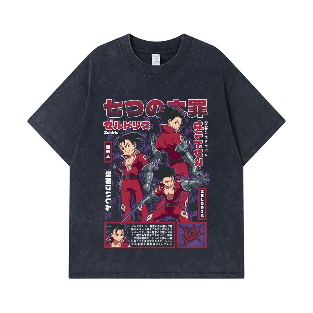 275 GSM Washed T-shirts 100% Cotton Seven Deadly Sins V10 Zeldris Print Unisex Heavy Cotton T Shirt