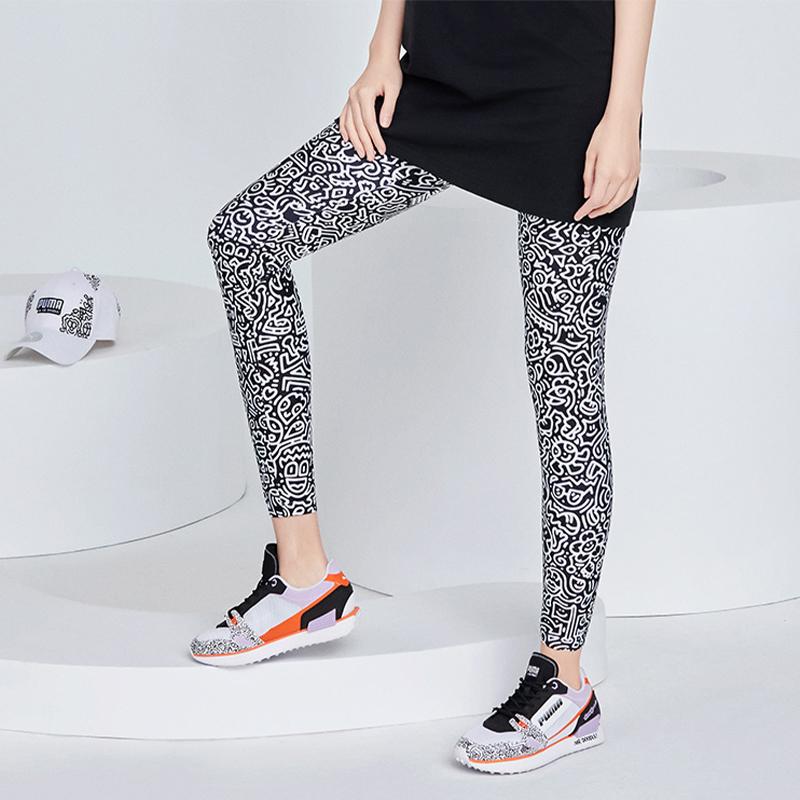 Puma X Herr. Doodle Collaboration Allover-Print Fitness Leggings Damen Leggings Schwarz 598832-01