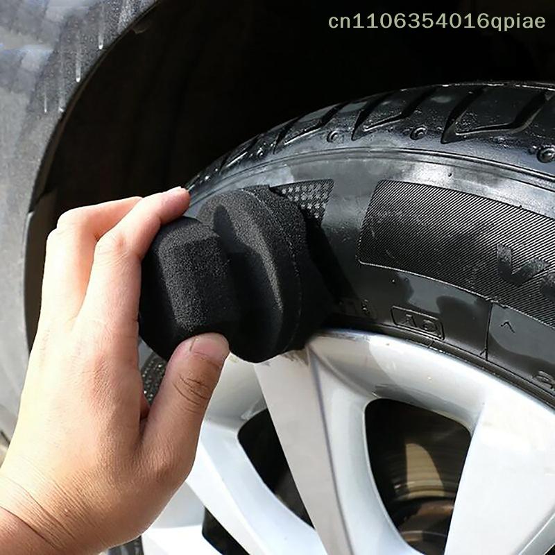 Kulatá omyvatelná pěnová houba na auto, opakovaně použitelná čistič pneumatik pro mytí auta, detailní kartáč na leštění pneumatik, šestihranný aplikátor na obvazy