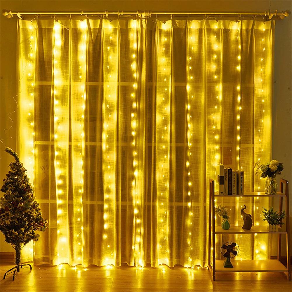 Curtain Garland On The Window USB Power Fairy Lights Festoon with Remote New Year Garland Led Lights Christmas Decoration