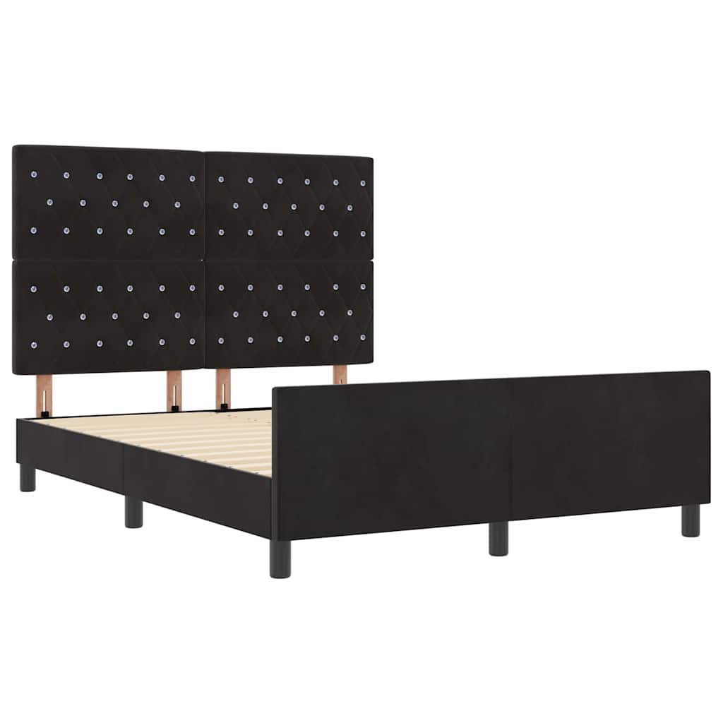 Boxspring Bed with Headboard Black 140 X 200 Cm Velvet