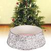 Christmas Skirt Tree Base Stand Cover Holiday Decoration Silver White Piece Bead