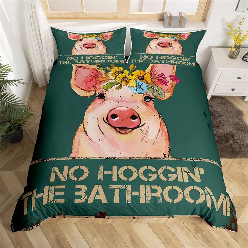 

Пододеяльник с изображением забавных животных из микрофибры в виде фермерского петуха, свиньи, козы, коровы, комплект постельного белья с синим, зеленым и геометрическим узором в виде ромба 70x133cm 2pcs