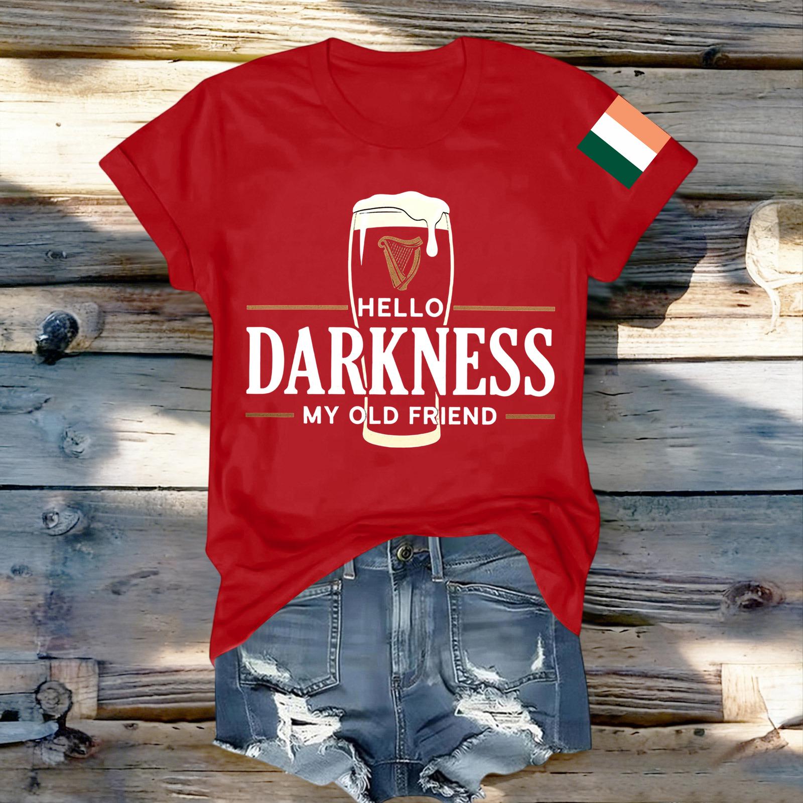 

Women s Fashionable Round Neck Casual Retro Print Short Sleeved T-shirt Top S червоний