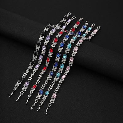 Handgefertigte Hochzeiten und besondere Anlässe Legierung blattförmige Armbandkette Elegant Tennisball bunt passend zu Zirkonia - verstellbar