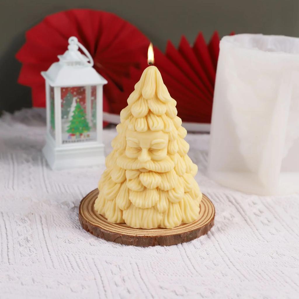 Santa Claus Aromatherapy Candle Mold DIY Christmas Decor 3D Christmas Tree Silicone Mold for Holiday Decorations and Gifts