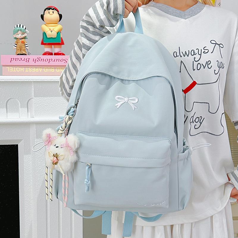 2025 Cute Bow Korean Style Backpack for Girls - Perfect for Junior High School Students