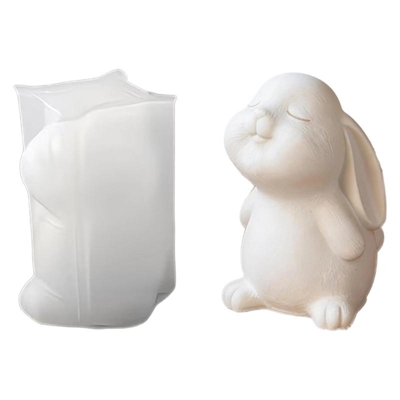 Pack of 2 Ergonomic Candle Mold Crafting Accessories Moulds Rabbits Shape for Resin Creations and Unique Gift Making