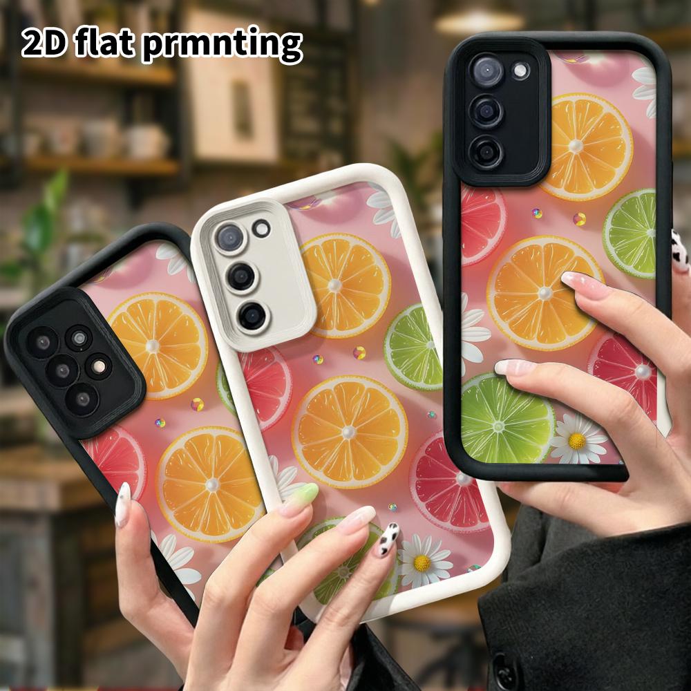 Phone Case: 2D Flat Samsung Galaxy A34 A35 M05 M06 S20 S22 S21 FE Plus 5G Layered Protective Case, Fruit Slice Daisy, Christmas and Halloween Gifts