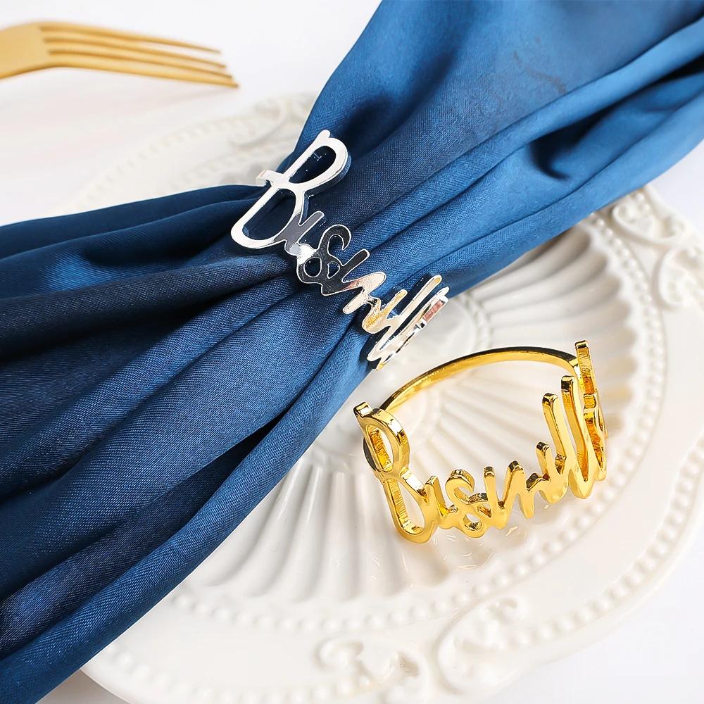 Letter Napkin Ring Wedding Hotel Table Supplies Circle Tableware Silver Gold Letter Ring Party Decoration Gifts Family Gathering