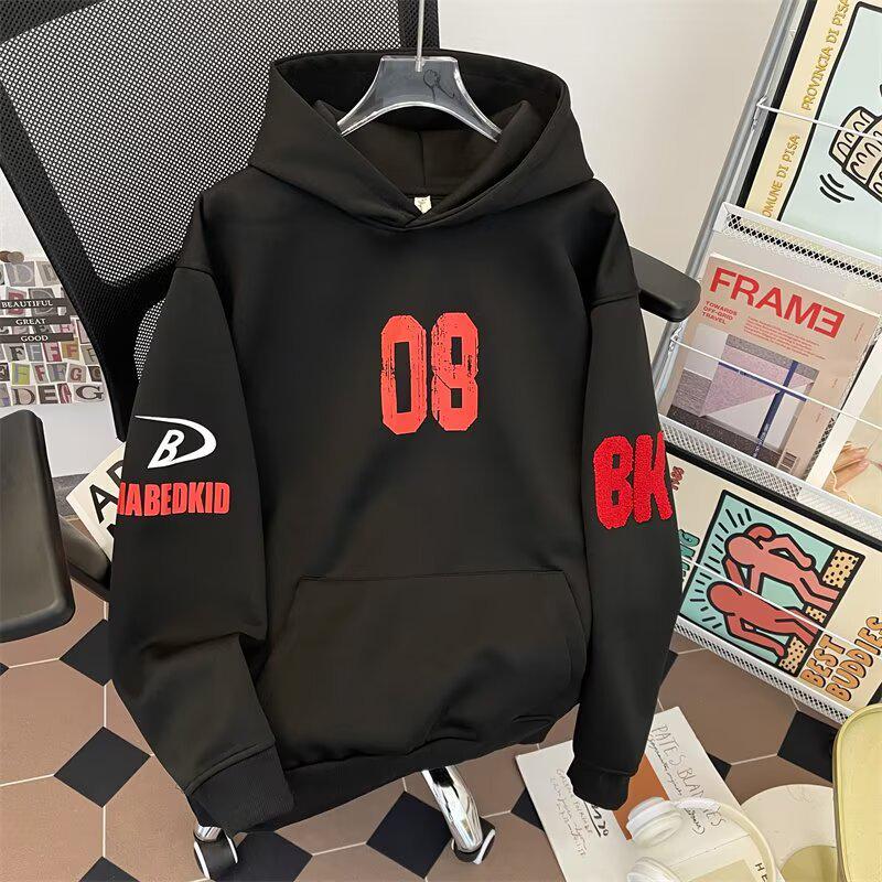 Autumn Unisex Letter Print Embroidered Hoodie - Casual Trendy Loose Fit