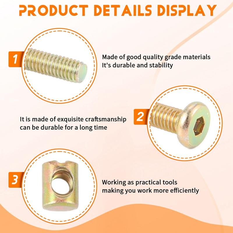 A96I-Hex Socket Head Cap Screws Bolts Furniture Bolt With Threaded M 6 X 55 MM Barrel Nuts Cross Dowel Slotted Furniture Nut For