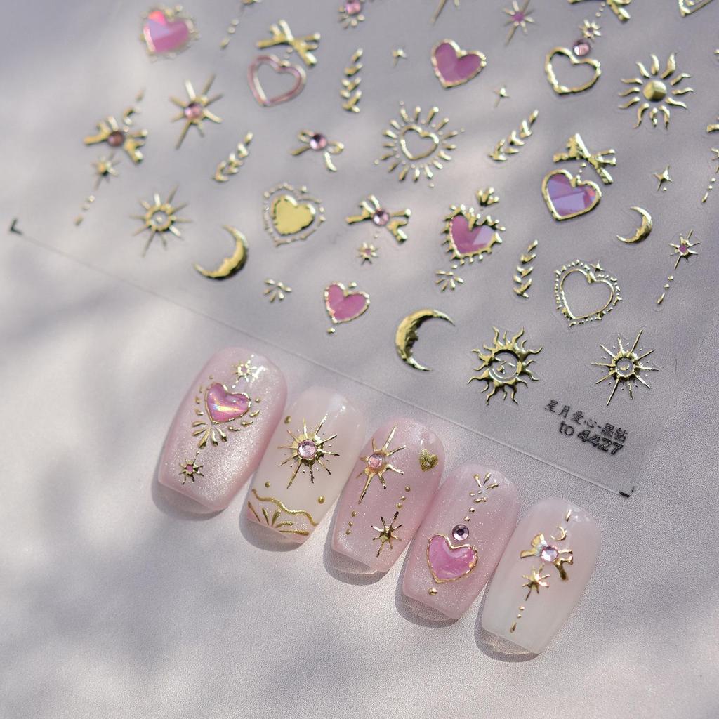 Crystal Diamond Nail Art Stickers - Heart, Star, Moon & Bow Designs