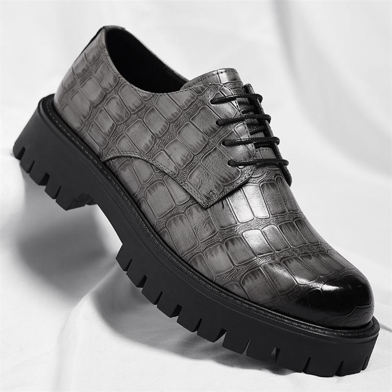 Business Casual Retro Dress Shoes for Men Big Size Fashion Cow Leather Shoes Man British Spring Autumn Lace Platform Shoes Man