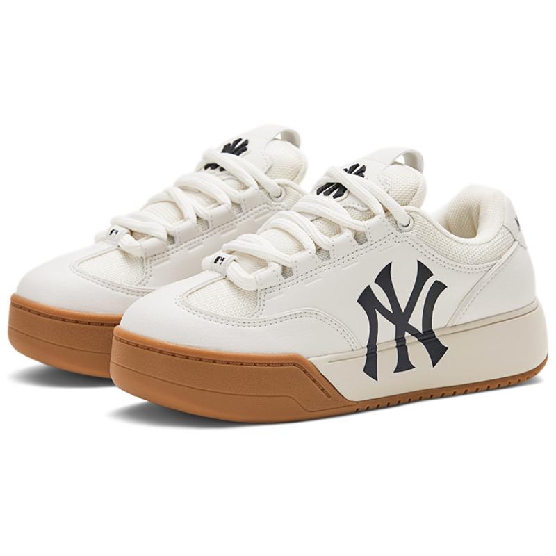 MLB Chunky Wide Low top Skateboard Shoes Unisex White Beige Sneakers 3ASXCCW3N-50CRS