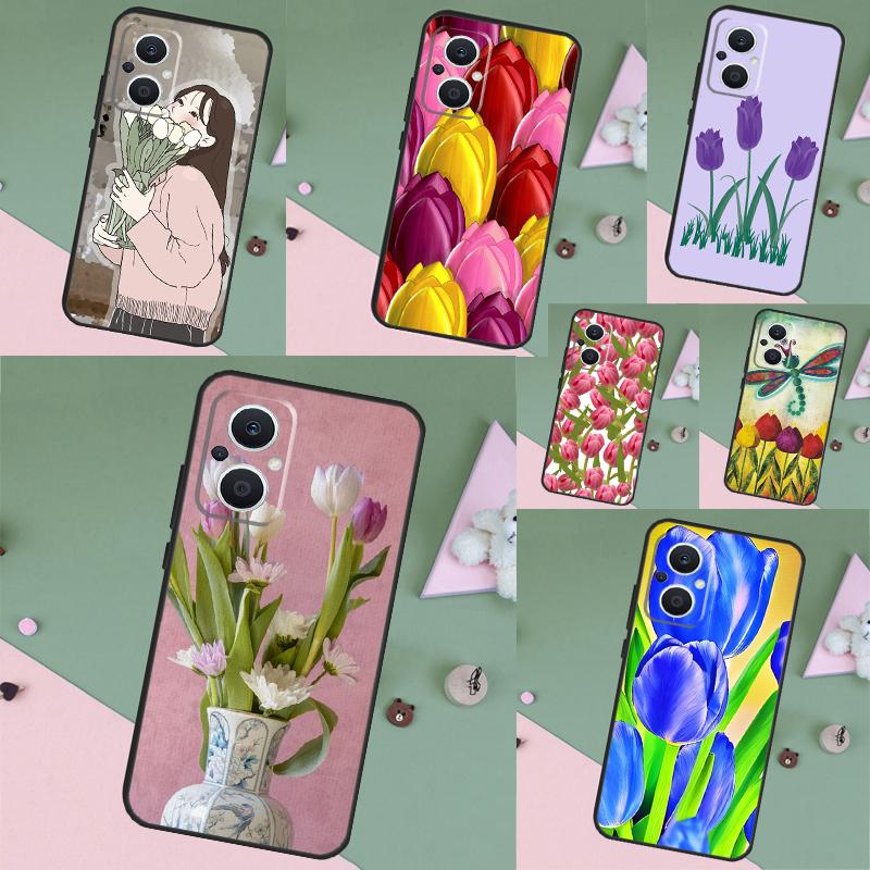 Tulips Flower Spring Case For OPPO Reno 15F 13F 14F 12 11 F 10 14 15 Pro 7 8 Lite OPPO Find X9 X8 X6 X5 Pro Cover