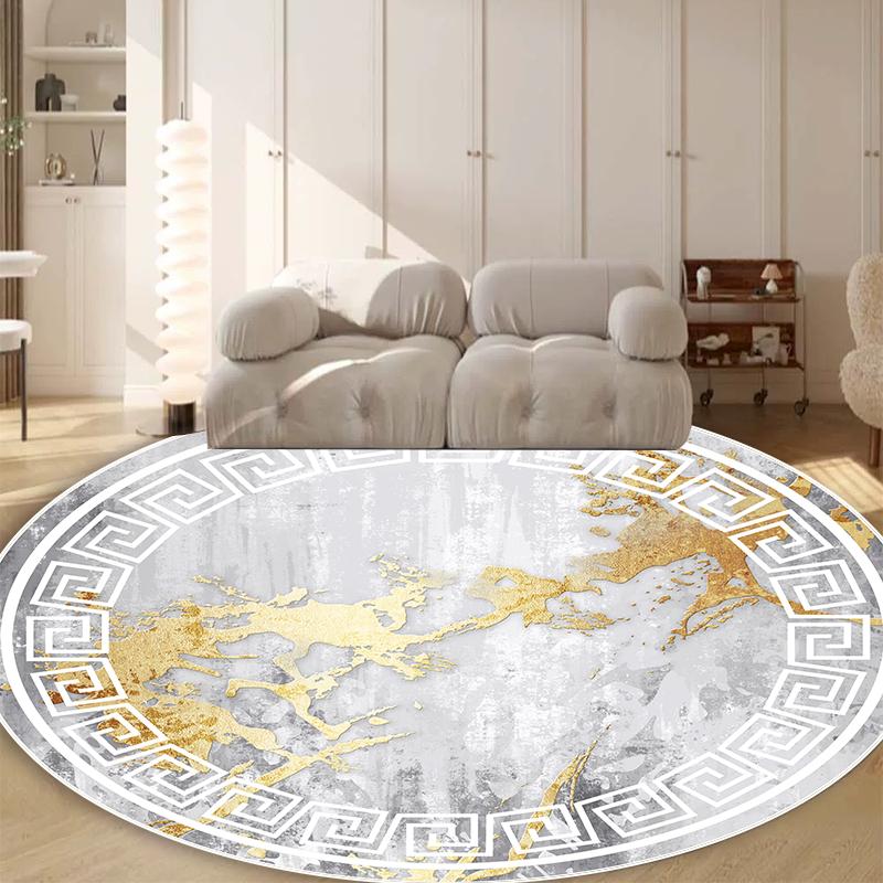 

Modern Luxury Round Carpet for Living Room Marble Pattern Bedroom Bedside Rugs Decoration Home Sofa Non-slip Soft Mats Washable 60x60cm (Diameter)