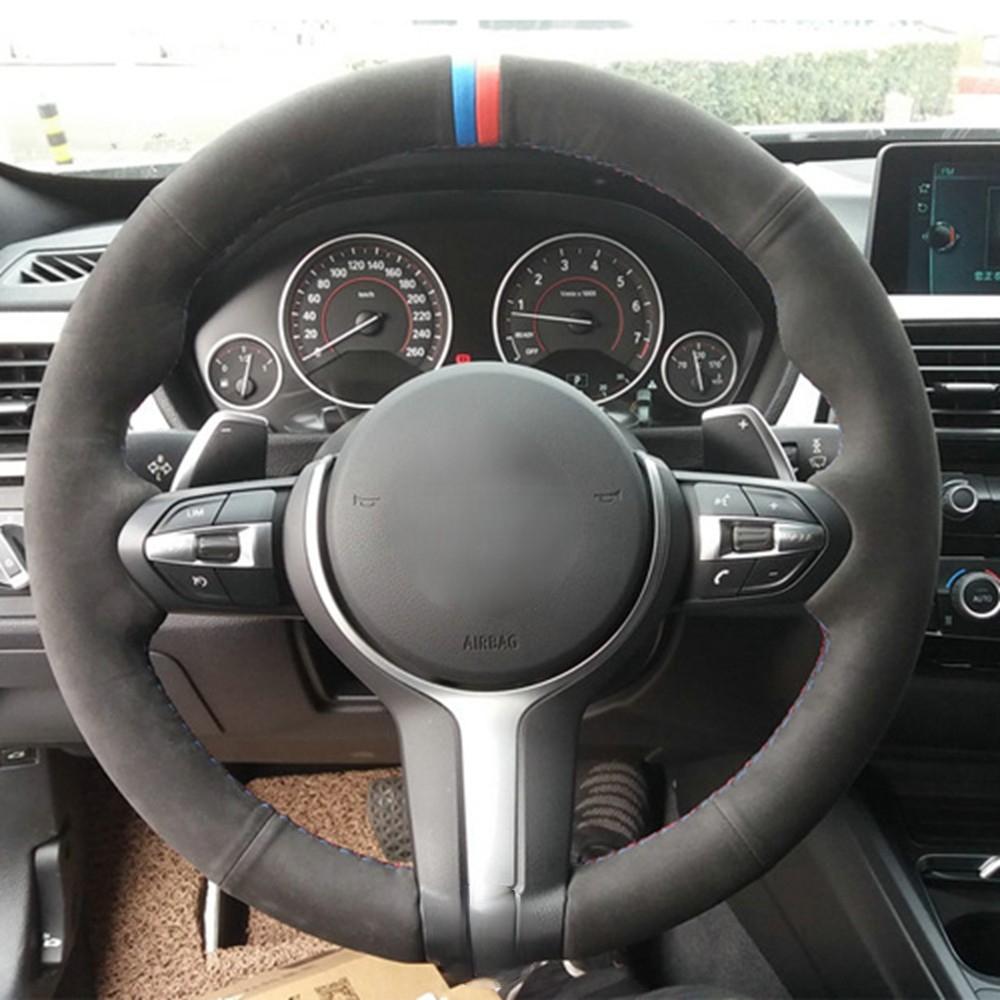Car Steering Wheel Cover Black Suede Leather For Bmw F87 M2 F80 M3 F82 M4 M5 F12 F13 M6 F85 X5 M F86 F33 X6 M F30 M Sport