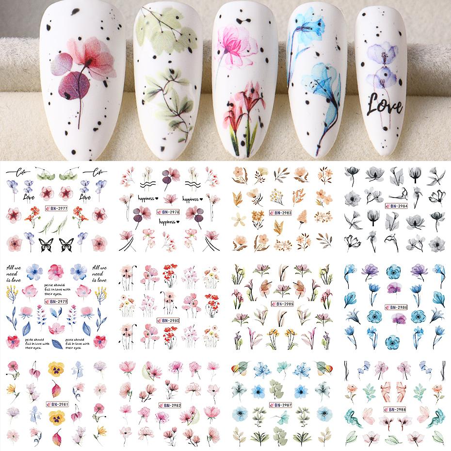 Water Nail Stickers Flowers Design Decals Summer Floral Petals Charming Art Decoration Sliders DIY Manicure Accessories Tool