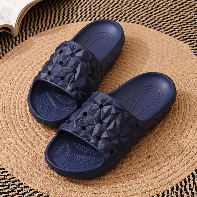 Fashion SmilePoP Men Sandals Summer New Waterproof Geometric Slide Outdoot Soft Beach Sandals Vacation Casual Couple Nonslip Home Slides