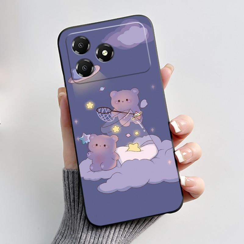 Custodia Carina a Cartoni Animati Per ZTE Blade A36 Guscio Stampato Cover Protettiva Guscio Nero in Morbido Silicone