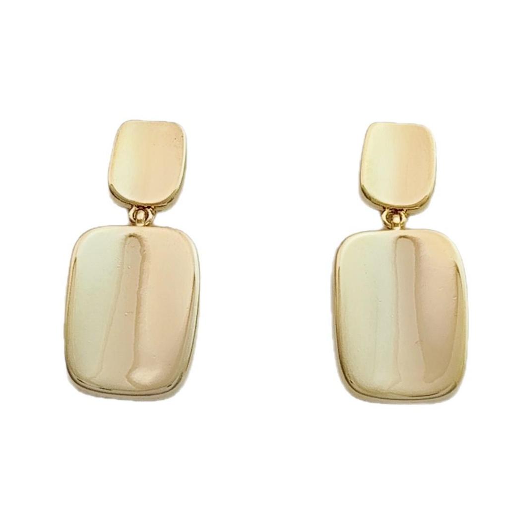 S925 Silbernadel Geometrische Quadratische Ohrringe – Elegant, Goldhaltig, Poliertes Finish