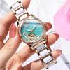 Reloj Mecánico Automático para Mujer Esqueleto Bisel de Diamante de Lujo Agujas Luminosas Correa de Cerámica y Acero Reloj de Pulsera de Vestir para Mujer