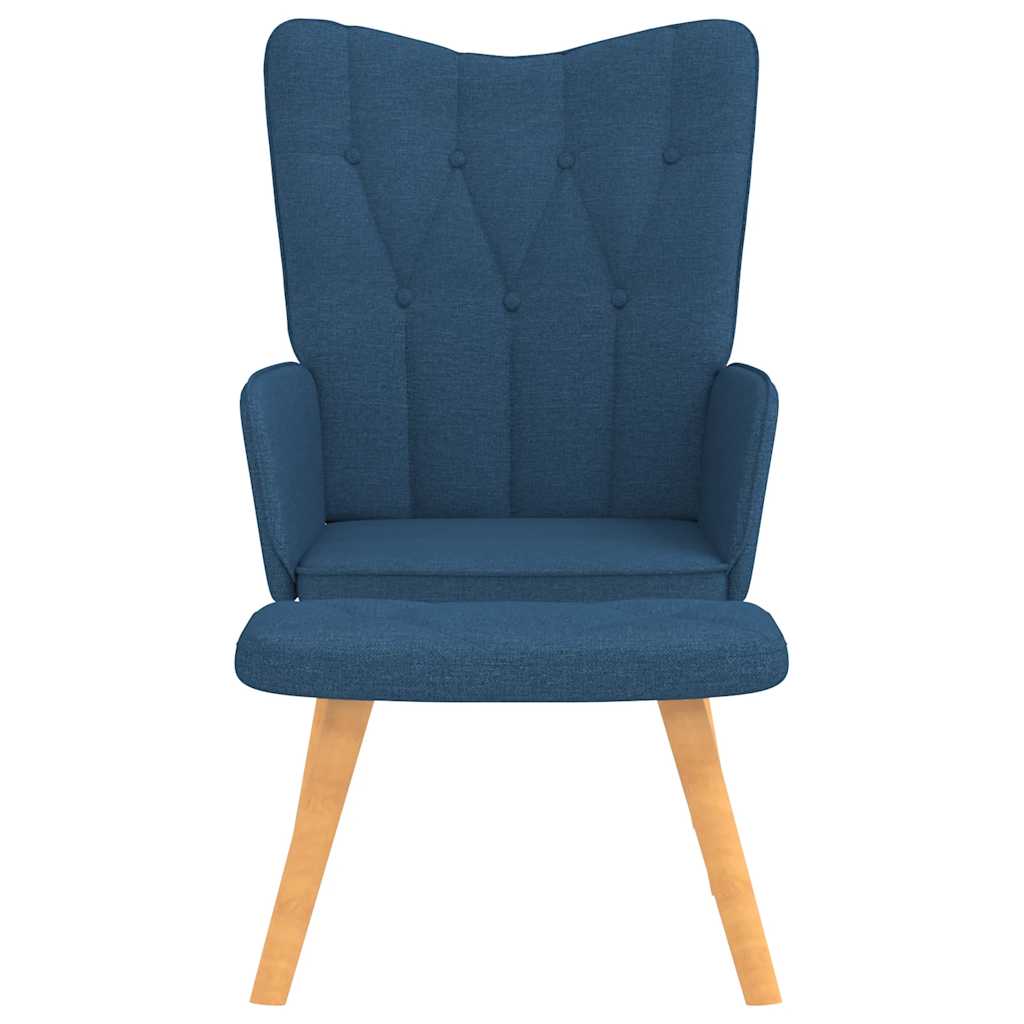 Vidaxl Armchair with Footrest, Blue, Fabric Upholstered