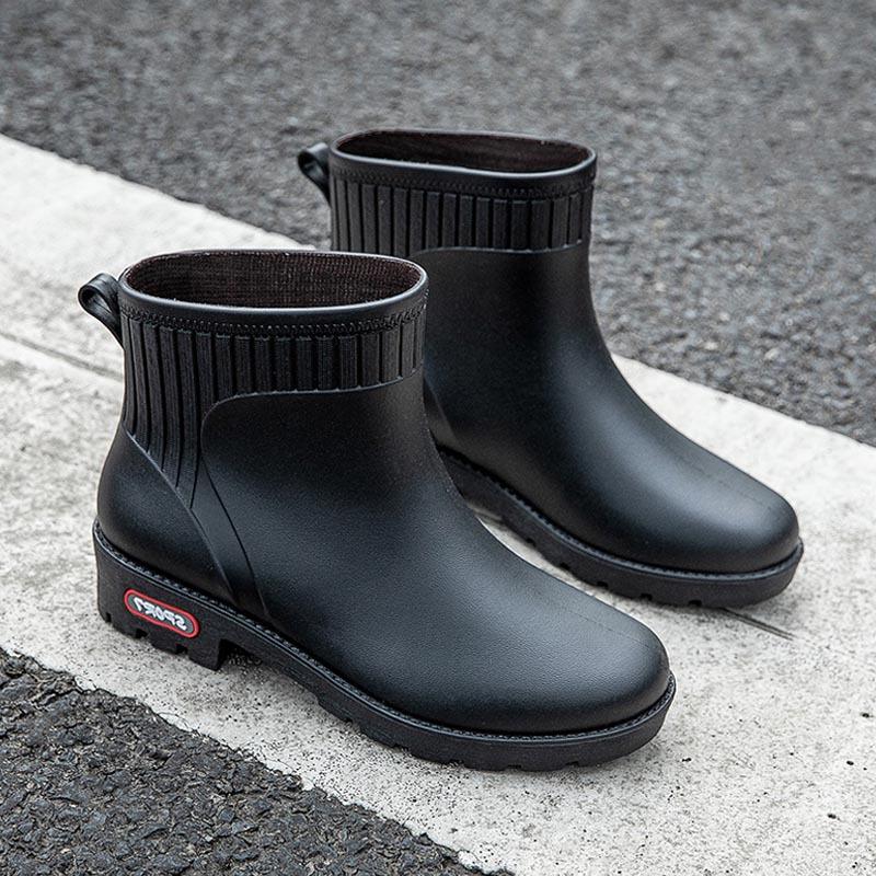 Rain Shoes Women's Short Tube Warm New Waterproof Shoes Rubber Shoes Four Seasons Students Versatile Fashion Non-slip Outside Rain Boots