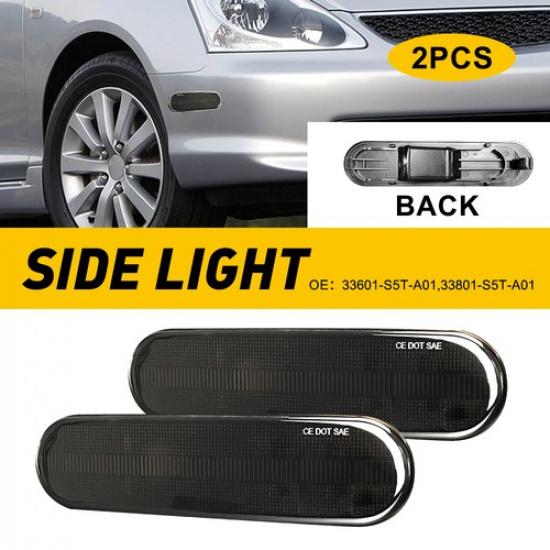 

2pcs Side Smoked Lens Marker Light Housing Front Rear Fit Honda Civic 2002-2005