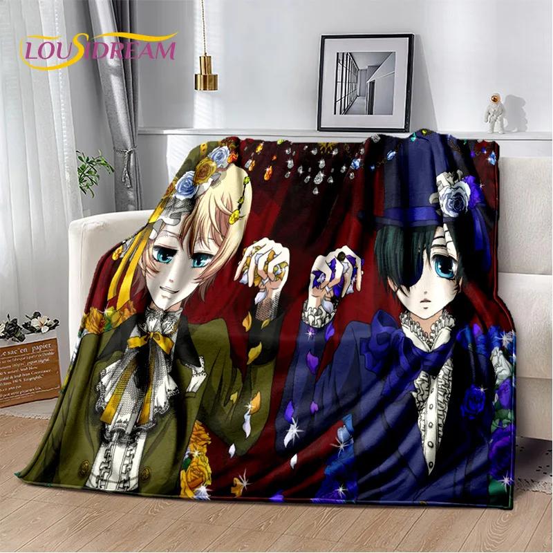 Cartoon Black Butler Anime 3D-Decke, weiche Überwurfdecke für Zuhause, Schlafzimmer, Bett, Sofa, Picknick, Reisen, Büro, Ruhebezug, Decke für Kinder