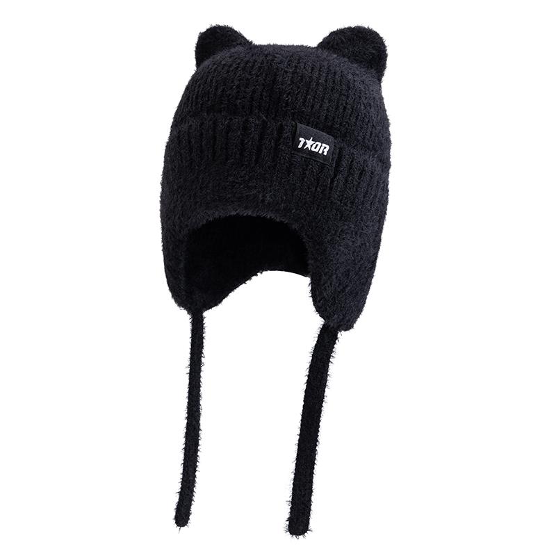 New Women Cute Cat Ear Earflap Winter Hat Fashion Windproof Knitted Hat Kpop Style Soft Beanie Hats Candy Colors Streetwear Cap