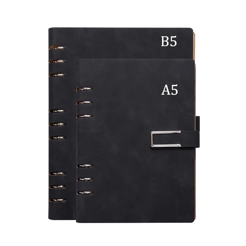 A5/B5 Detachable Metal Clip Loose Leaf Retro Notebook 100 Sheets/Book PU Hardcover Writing Diary Office Conference Study CS-021
