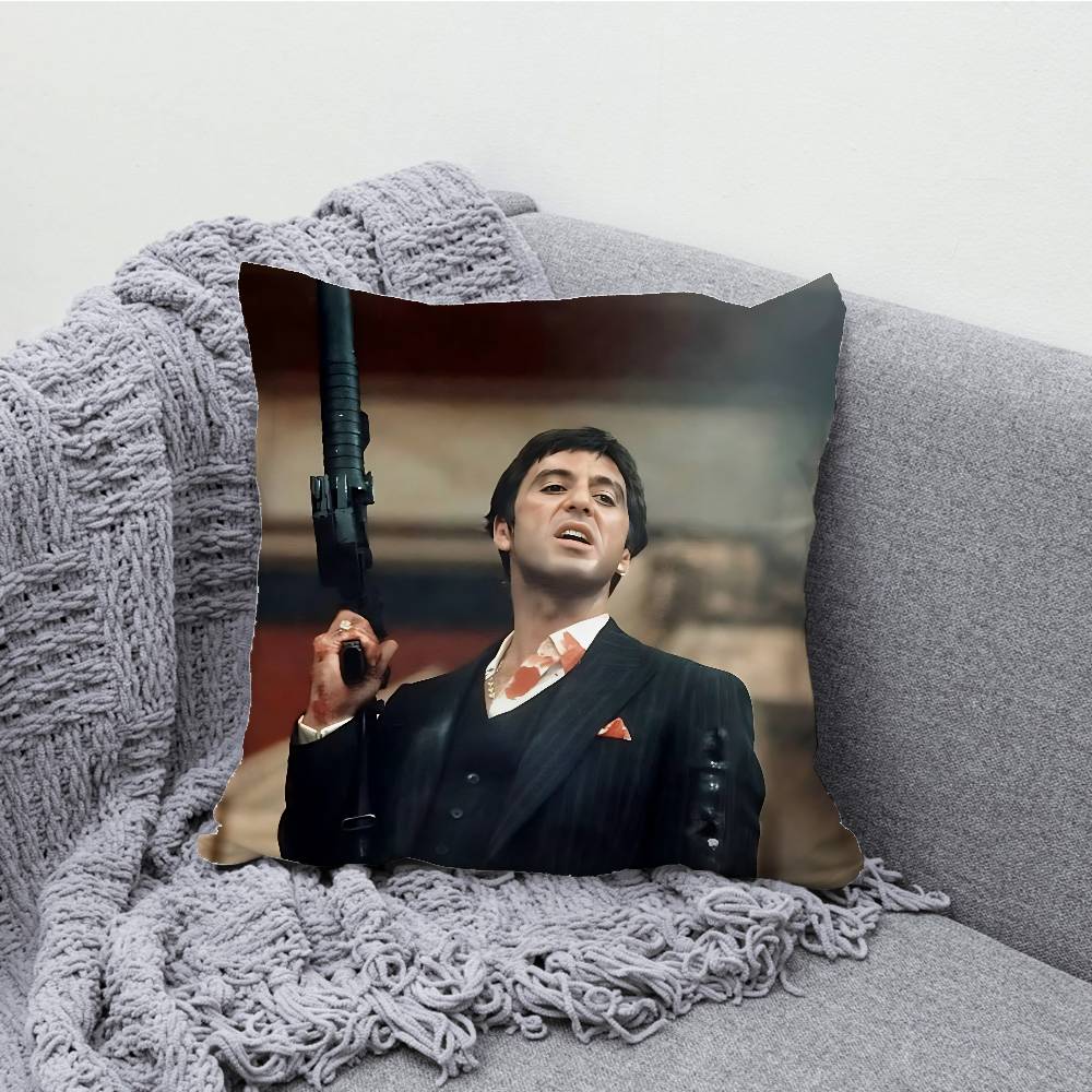 S-Scarface Tony Montana Throw Pillow Case For 45x45cm 55x55cm 30x30cm Square Car Pillowcase Home Bedchamber Decor Gift