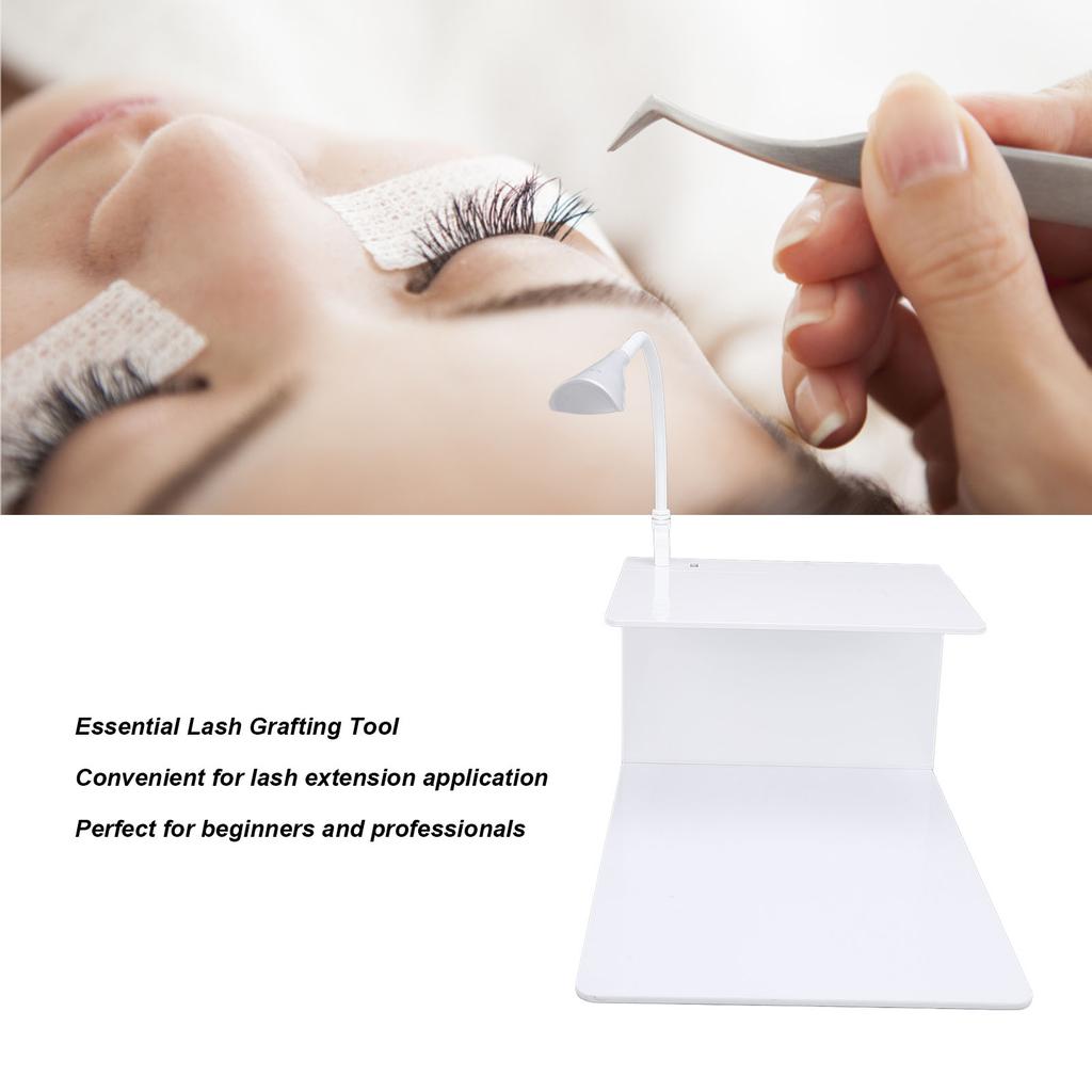 Eyelash Extension Pillow Shelf Stand with LED Light 3 Levels Brightness Grafting Tool Acrylic Lash Pillow Shelf Organizer for Beauty Salon