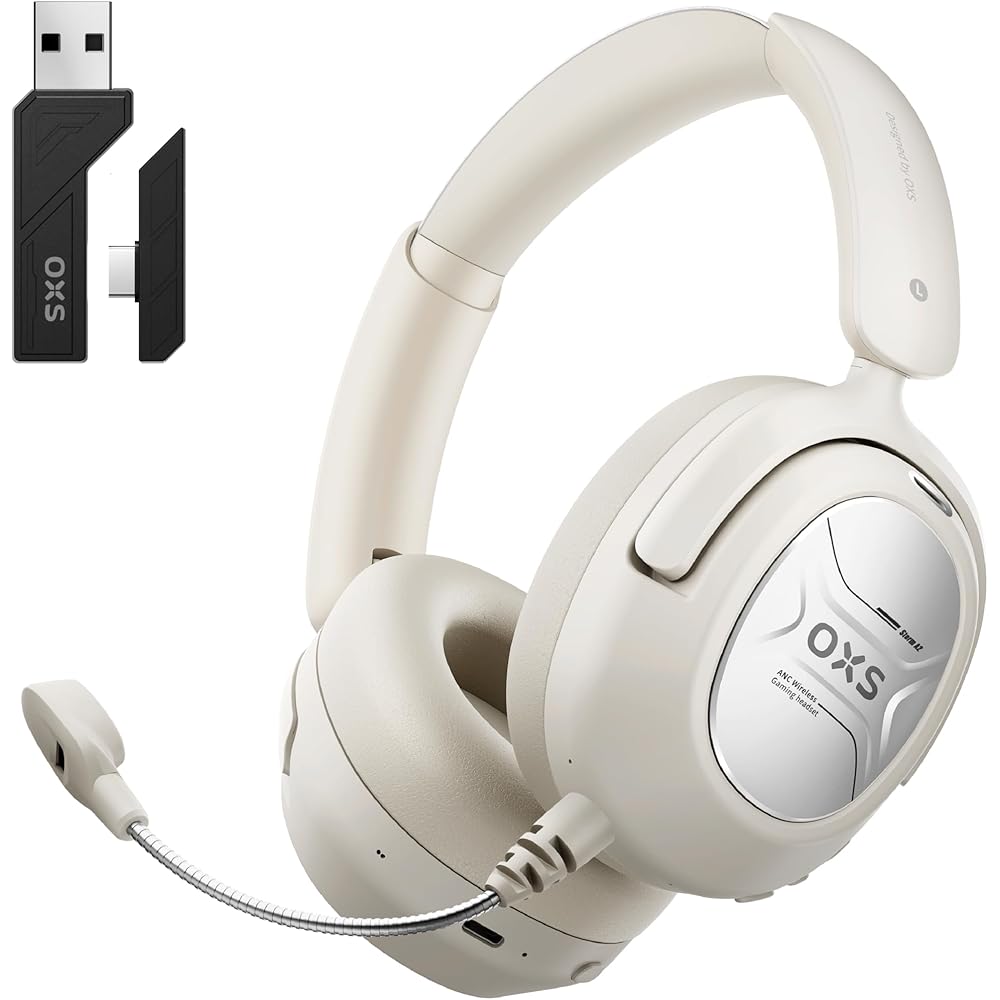 

OXS Storm A2 Wireless Gaming Headset Active Noise Cancelling Bluetooth 5.4 Dual EQ Mode White