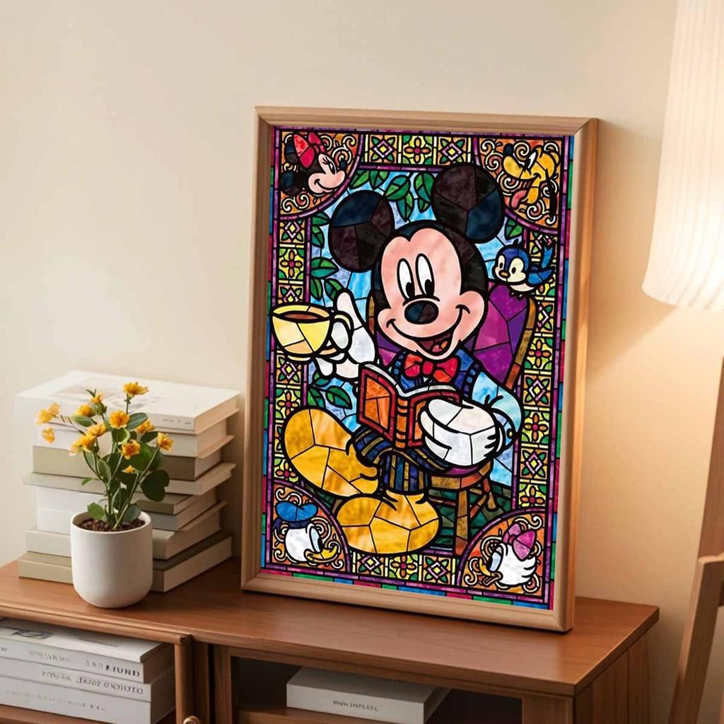 DIY Diamond Painting Mickey Drinking Coffee Cross Stitch Kit Mosaic Art Diamond Painting Full Circle Diamond Home Decoration
