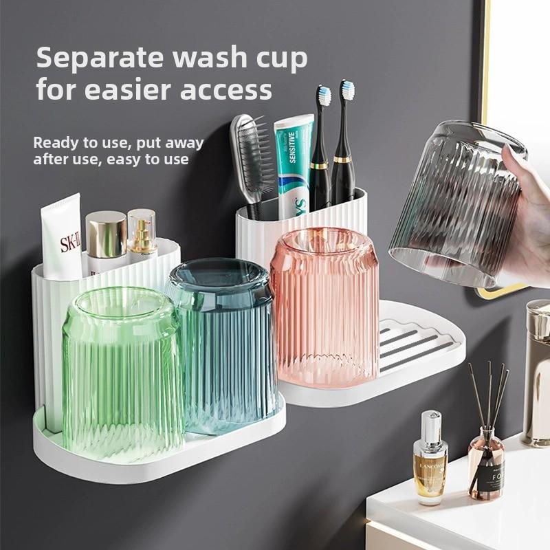 Soporte para cepillos de dientes de pared sin taladros organizador de baño adhesivo