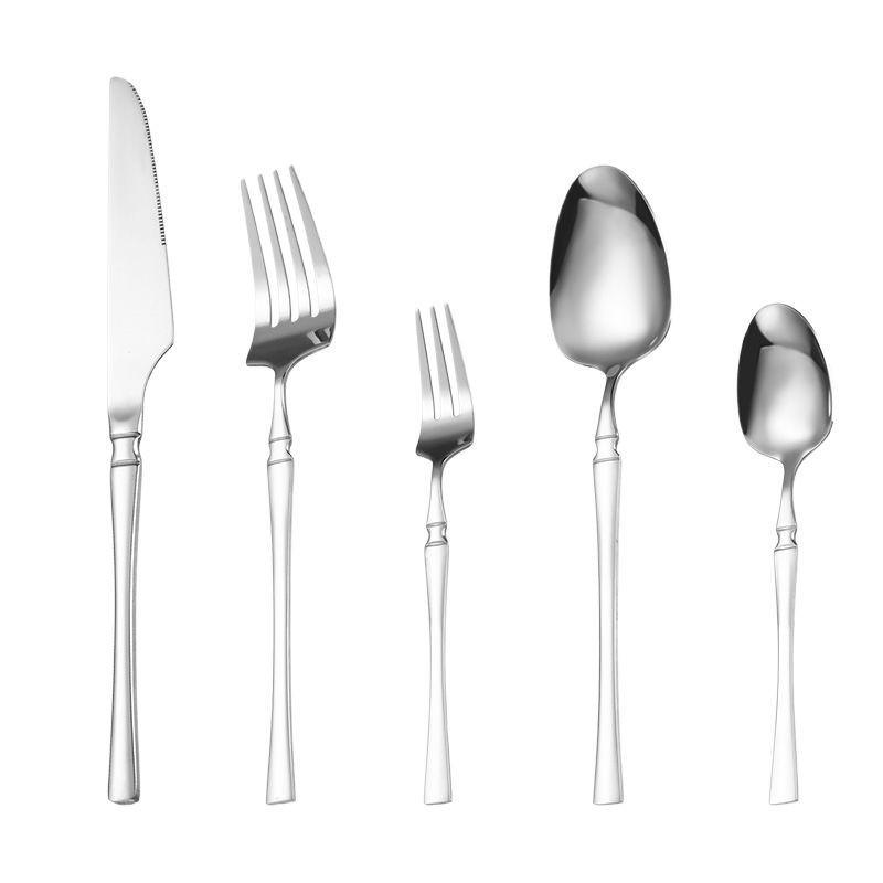 Western Cutlery Set: Stainless Steel Steak Knife, Fork, High-End Dinner and Dessert Spoon Set.