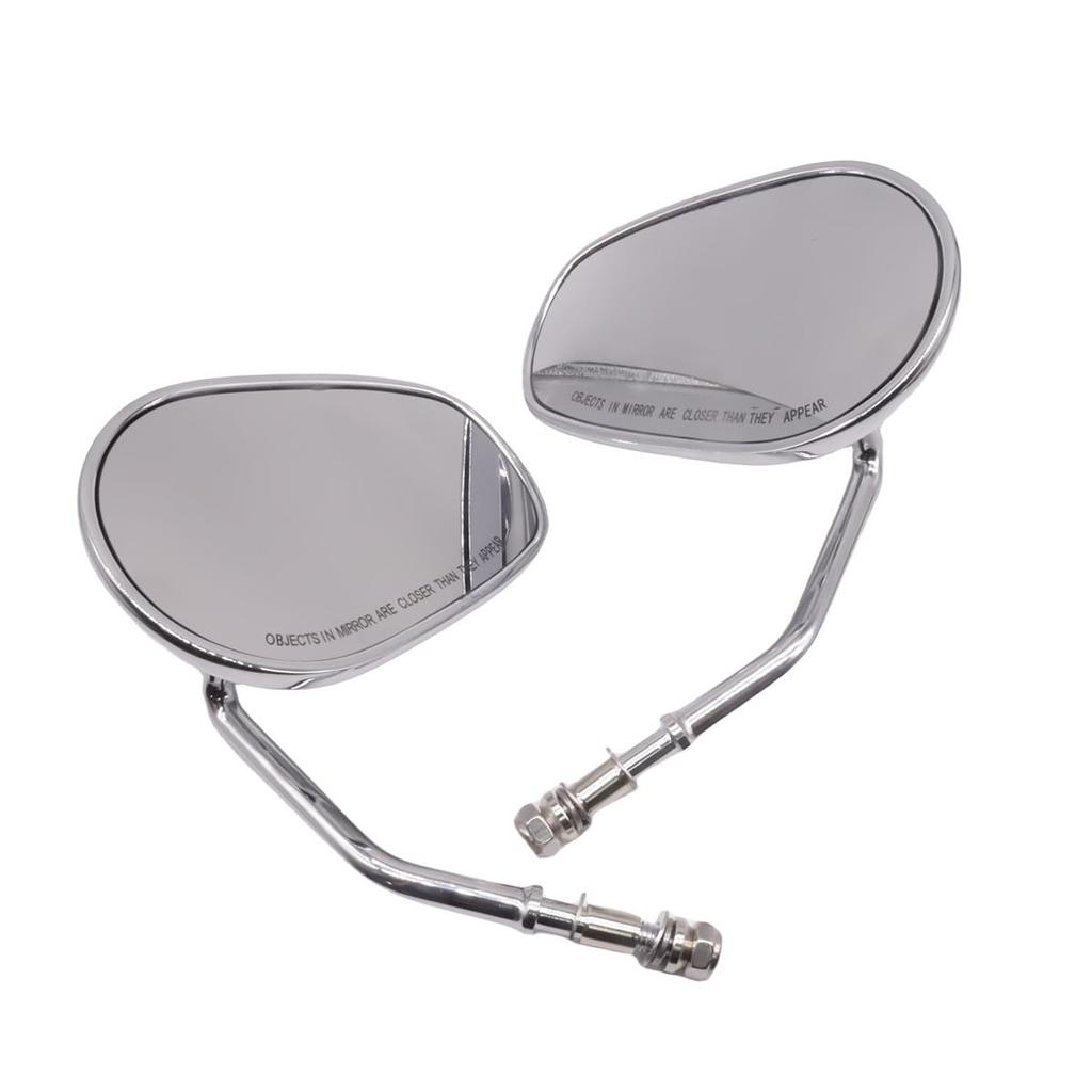 SZYUMO 8mm Chromová Oválná Zpětná Zrcátka pro Levý a Pravý Set Sportster, Hliníková, (stříbrný)