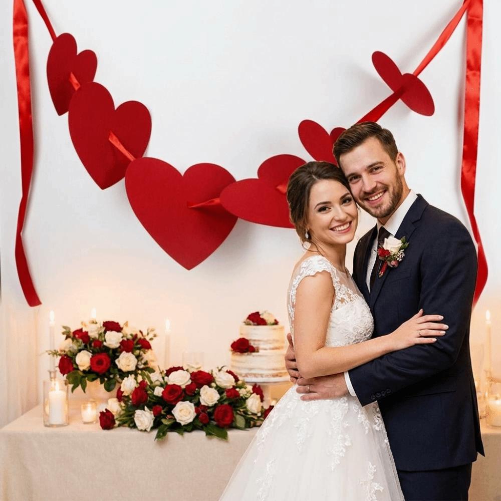 300cm Heart-Shaped Banner Reusable Valentine's Day Banner  Anniversary Celebration