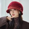 Women's British Style Windproof Beret - Versatile, Warm Metal Label Pleated Painter Hat for Autumn & Winter