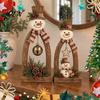 Winter Mantel Decor 2Pcs Rustic Wooden Snowman Tabletop Decor, Vintage Christmas Seasonal Home Figurine, Farmhouse Holiday Centerpiece for Fireplace