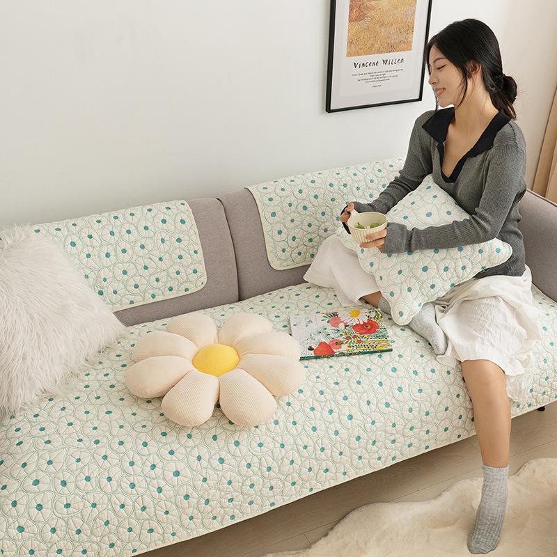 

Двусторонняя хлопковая подушка для дивана Little Daisy, хлопковый чехол для дивана, стеганый чехол для тяжелой промышленности, чехол с вышивкой, подушка 70*70cm