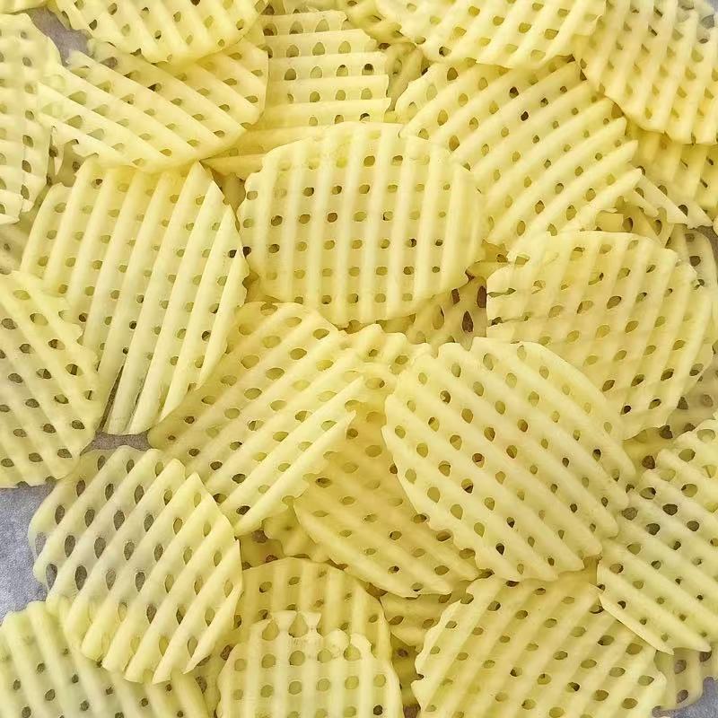 1pc Stainless Steel Waffle Slicer - Natural Solid Wood Handle, Sanded Finish, No Glue or Splices, Perfect for French Fries