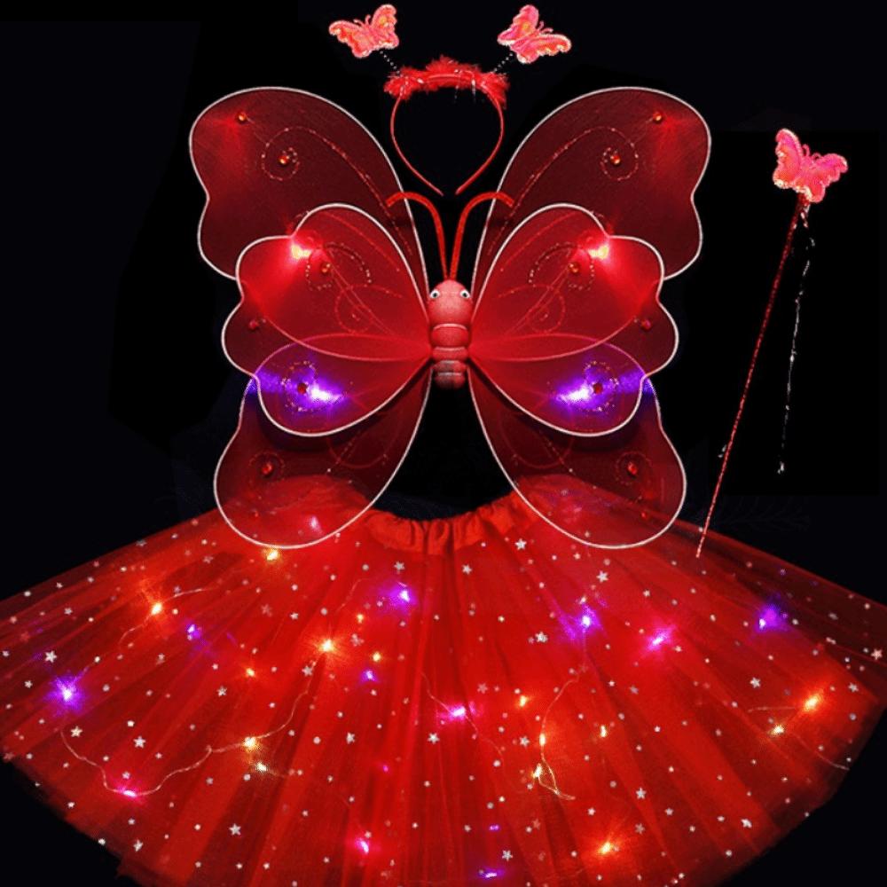 Funny Glowing Butterfly Wings Luminous Princess Dress Costume  Birthday Gift