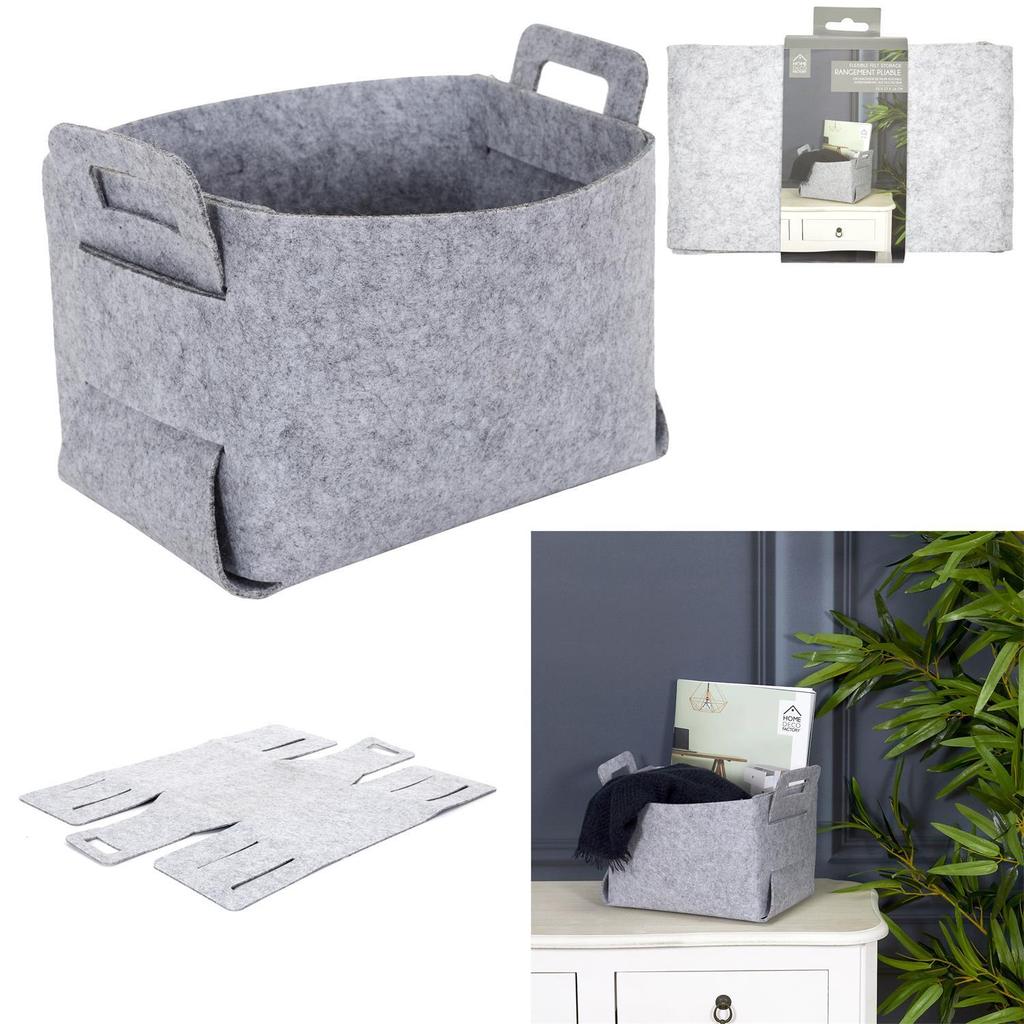 GRAY FOLDABLE BASKET made of felt, universal, spacious